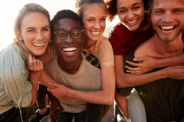 Five millennial friends are having fun on a spring break road trip to Branson, MO